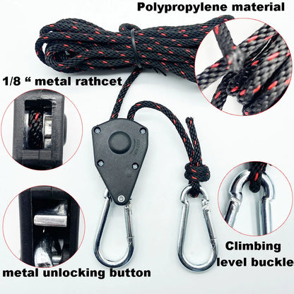 Camping Tent Tie down Rope Tightener Fastening Pulley Ratchet Hangers Awning Rope Hook Canopy Buckle Rope Tightening Straps Tool