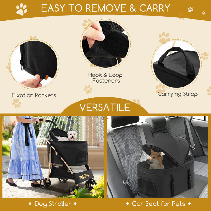 3-In-1 Pet Stroller with Removable Car Seat Carrier