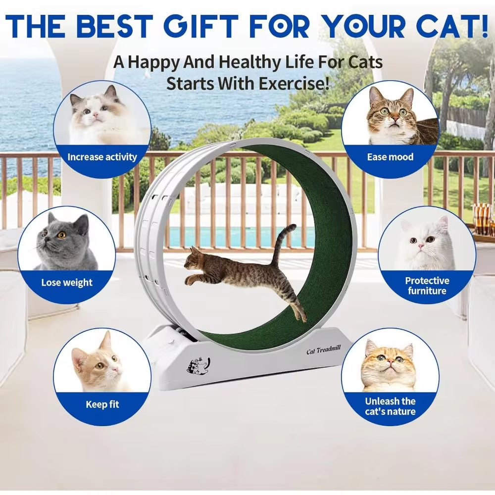 Cat Treadmill Wheel Exerciser for Kitty’S Longer Life Interesting Products Cat Running Wheel with Carpeted Runway Cats Toys Pet