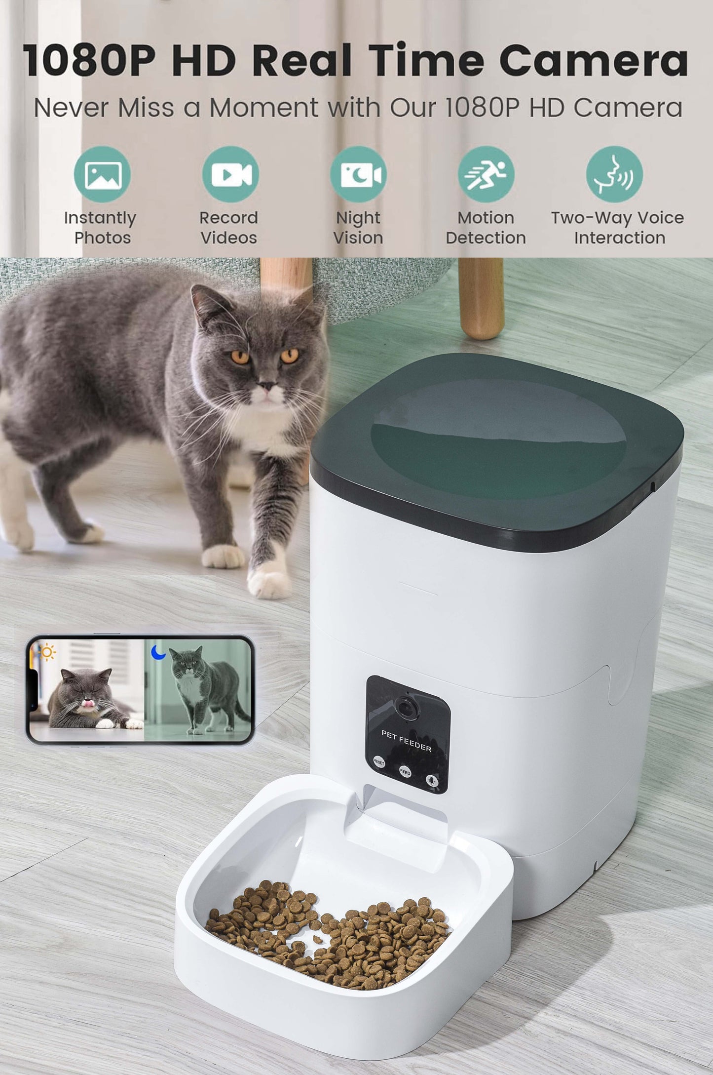 "🐾 Keep Your Pets Fed and Happy with this Smart Pet Feeder! 📸📱🔊 #PetFeeder #SmartFeeder"